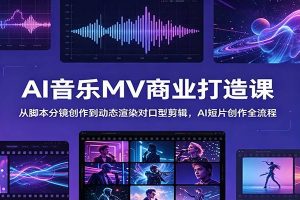AI音乐MV商业打造课：从脚本分镜创作到动态渲染对口型剪辑，AI短片创作全流程