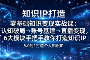 （17741期）零基础知识IP变现实战课：认知破局→账号基建→直播变现，6大模块手把手教你打造知识IP