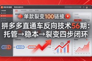 （17737期）拼多多直通车反向技术56期：托管→稳本→裂变四步闭环，单款裂变100链接抢占核心流量