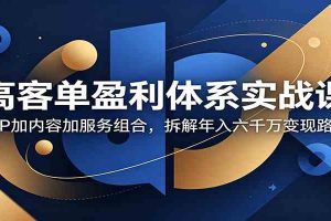 高客单盈利体系实战课：小P加内容加服务组合，拆解年入六千万变现路径