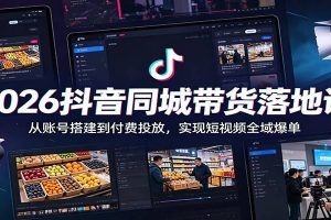 2026抖音同城带货落地课：从账号搭建到付费投放，实现短视频全域爆单