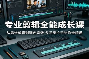 专业剪辑全能成长课：从思维剪辑到调色音效，多品类片子制作全精通