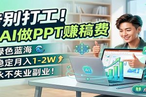 告别打工！用AI做PPT赚稿费，绿色蓝海，稳定月入1-2W，永不失业副业！