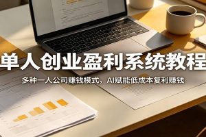 单人创业盈利系统教程：多种一人公司赚钱模式，AI赋能低成本复利赚钱