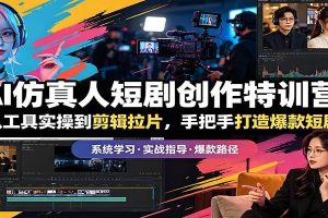 AI仿真人短剧创作特训营：从工具实操到剪辑拉片，手把手打造爆款短剧