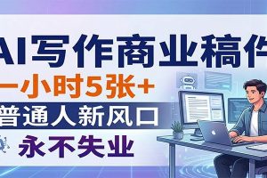 AI写作商业稿件，一小时5张+，普通人新风口，永不失业